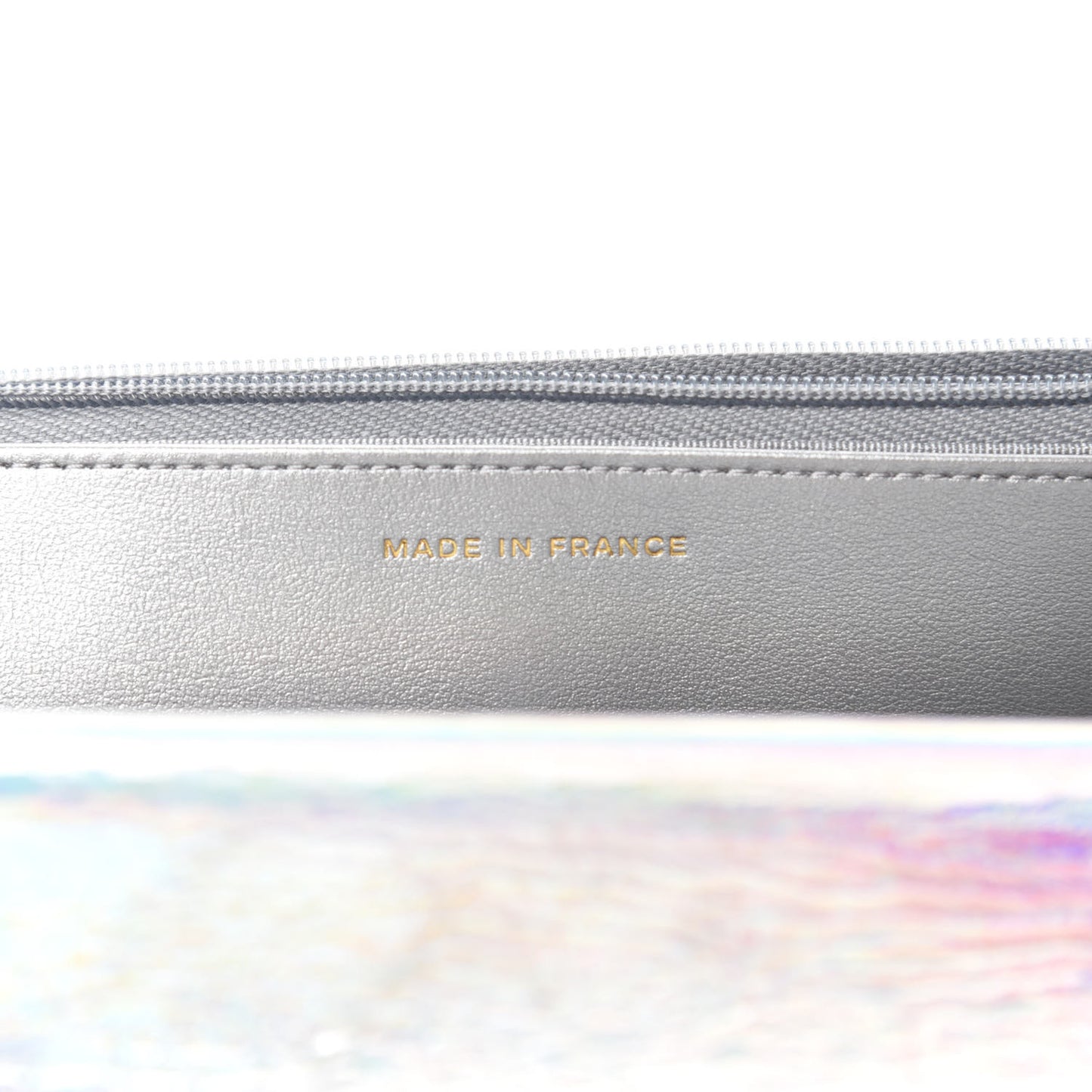 Iridescent Goatskin Quilted Wallet On Chain WOC Silver