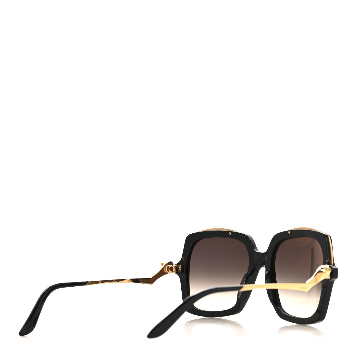 Cartier Metal Panthère de Cartier Square Sunglasses Black Black 4 of 6
