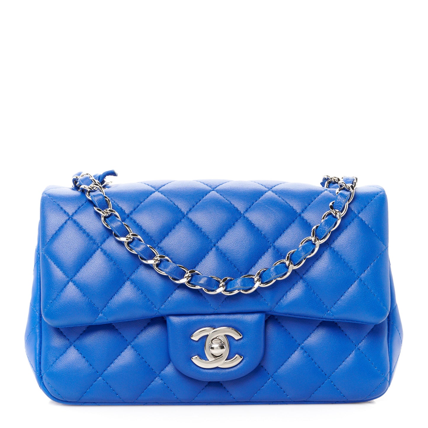 Lambskin Quilted Mini Rectangular Flap Royal Blue