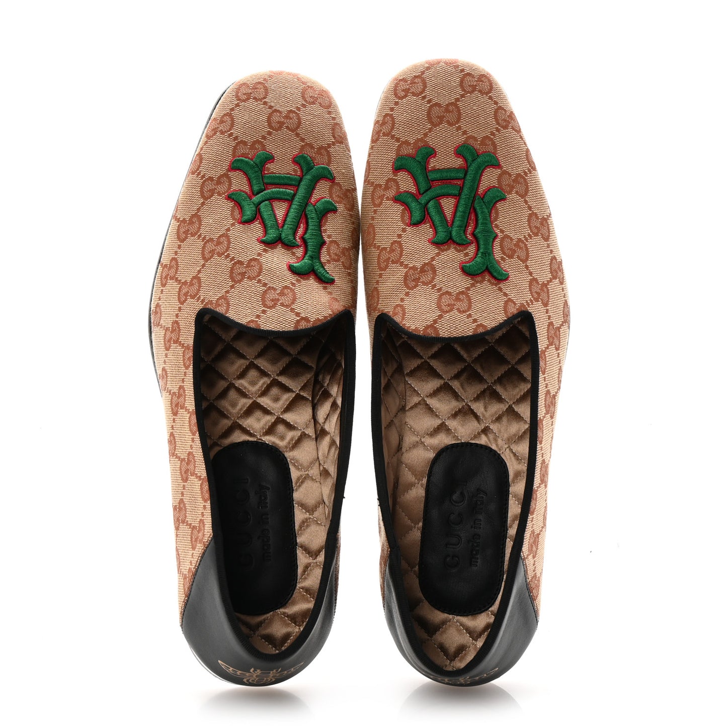 X MLB GG Monogram LA Dodgers Embroidered Mens Loafers 8 Beige Ruggine Black