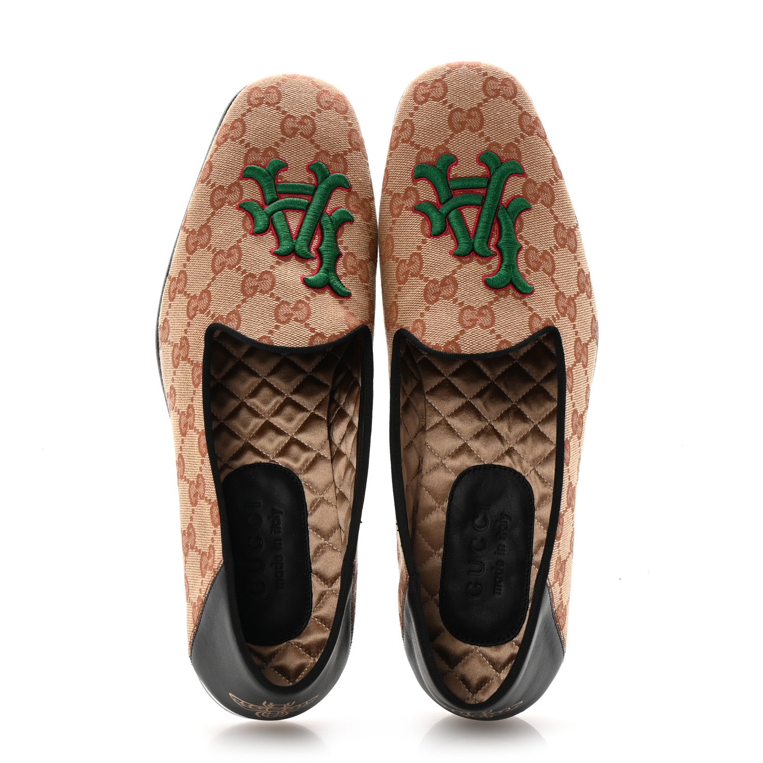 Gucci X MLB GG Monogram LA Dodgers Embroidered Mens Loafers 8 Beige Ruggine Black 2 of 9