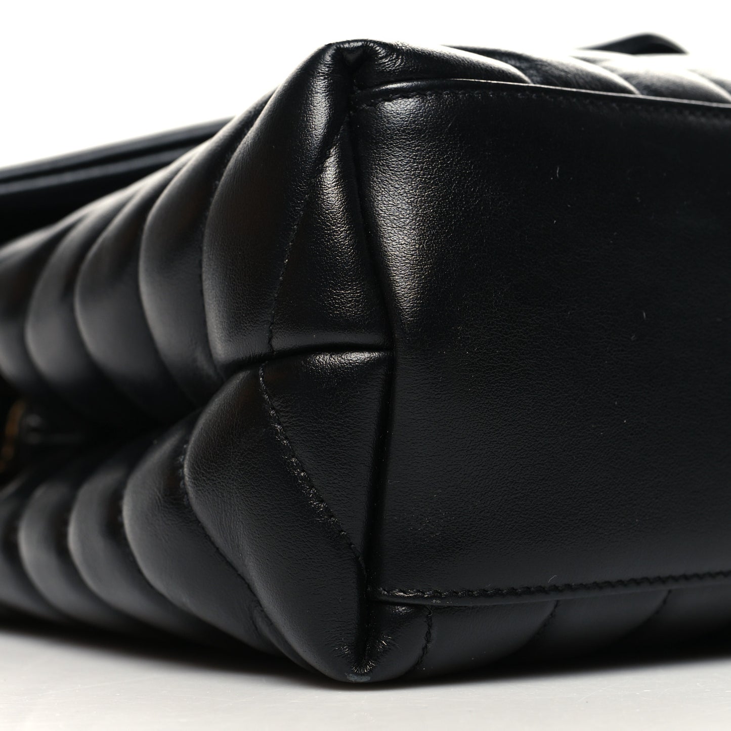 Calfskin Y Quilted Monogram Medium Loulou Chain Satchel Black