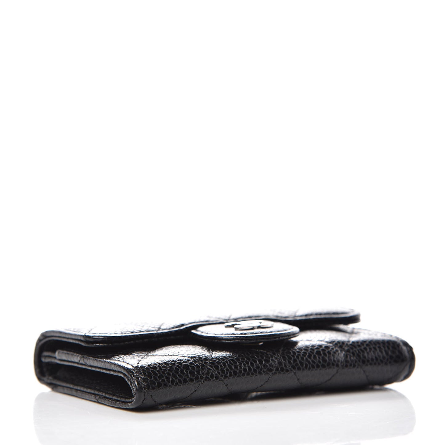 Caviar Quilted Flap Card Holder Black