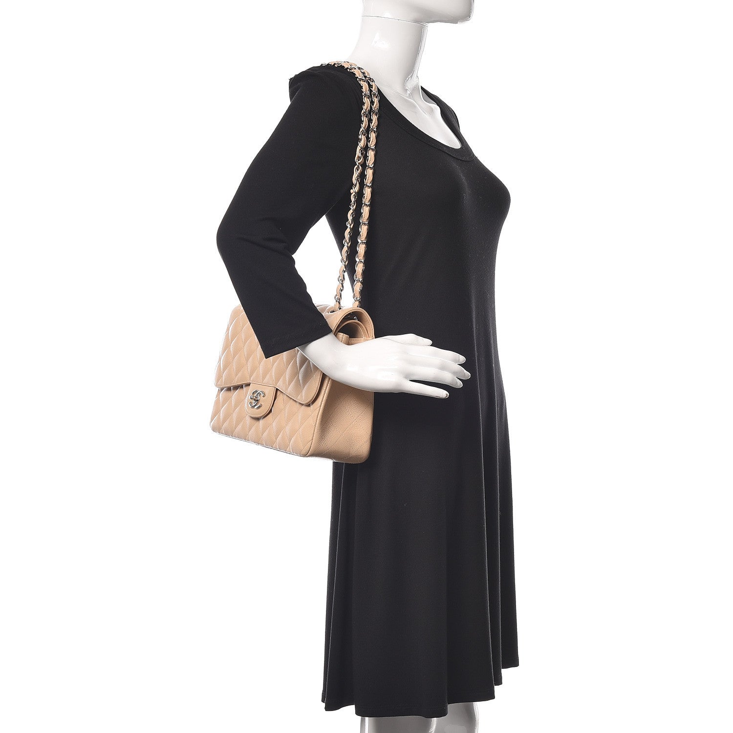 Chanel Caviar Quilted Jumbo Double Flap Beige Clair 2 of 13