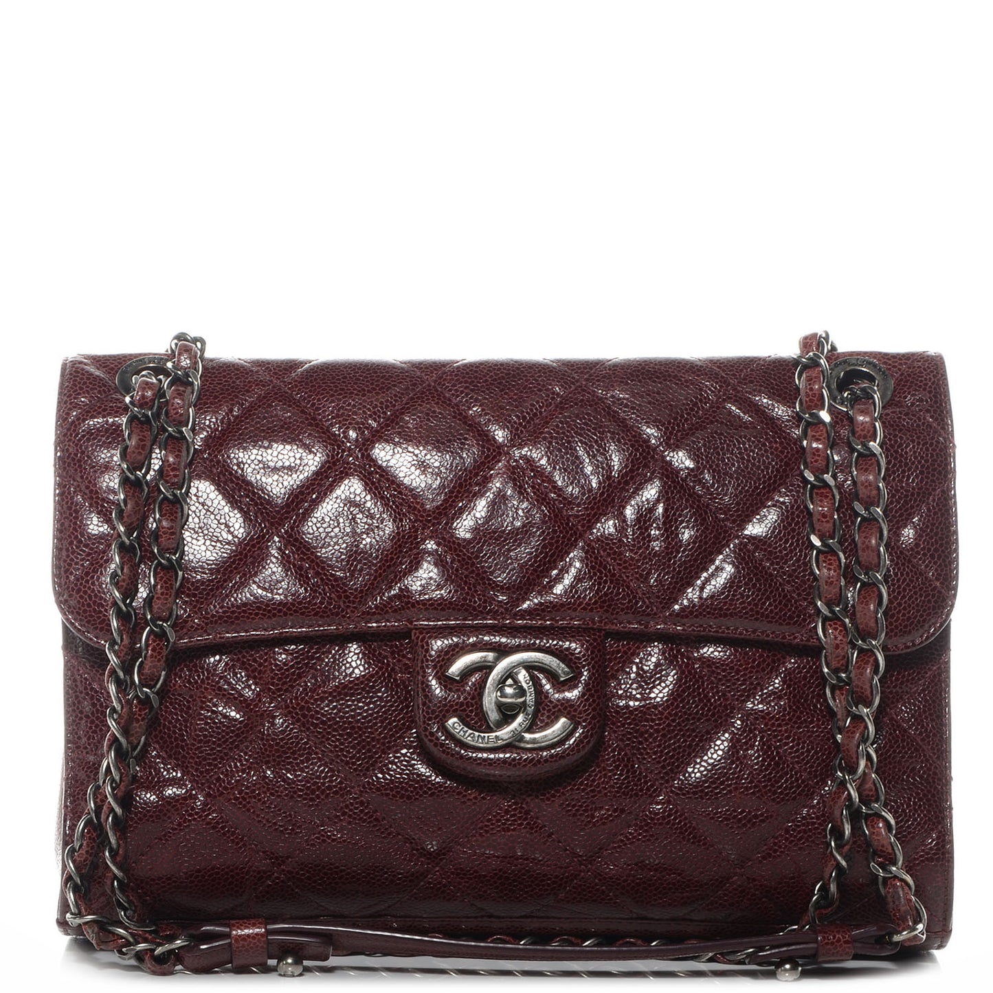 Crumpled Grained Calfskin Medium CC Crave Flap Bordeaux