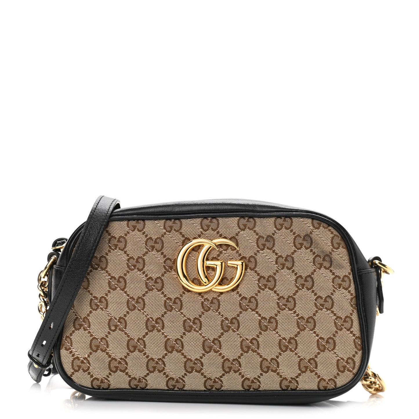 Monogram Matelasse Diagonal Small GG Marmont Chain Shoulder Bag Beige Black