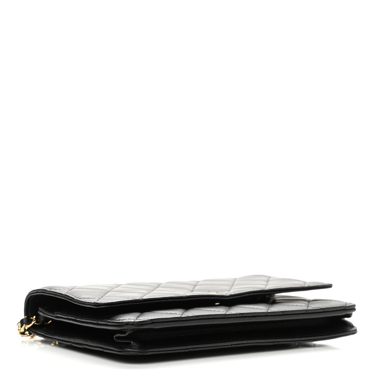 Lambskin Quilted Wallet On Chain WOC Black
