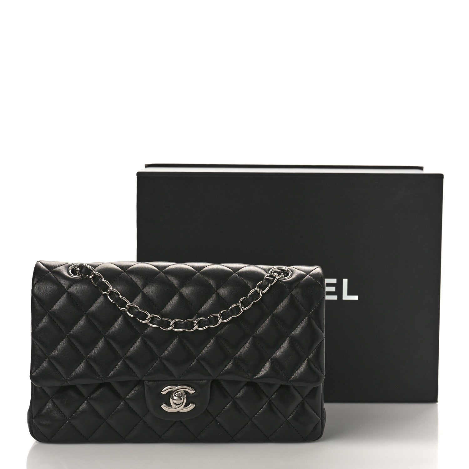 Chanel Lambskin Quilted Medium Double Flap Black 10 of 10