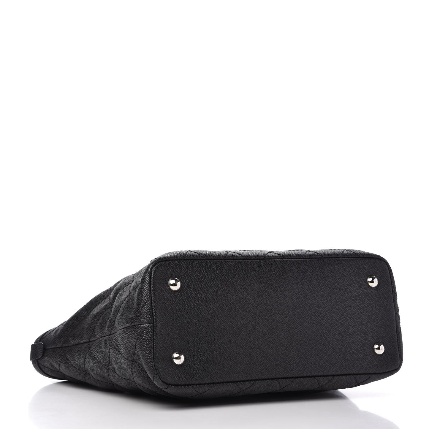 Grained Calfskin Quilted Small Daily Shopping Tote Black