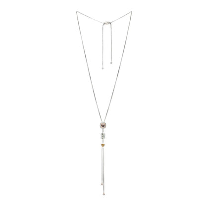David Yurman Sterling Silver 18K Rose Gold Diamond Morganite Prasiolite Citrine Novella Y Necklace 2 of 4