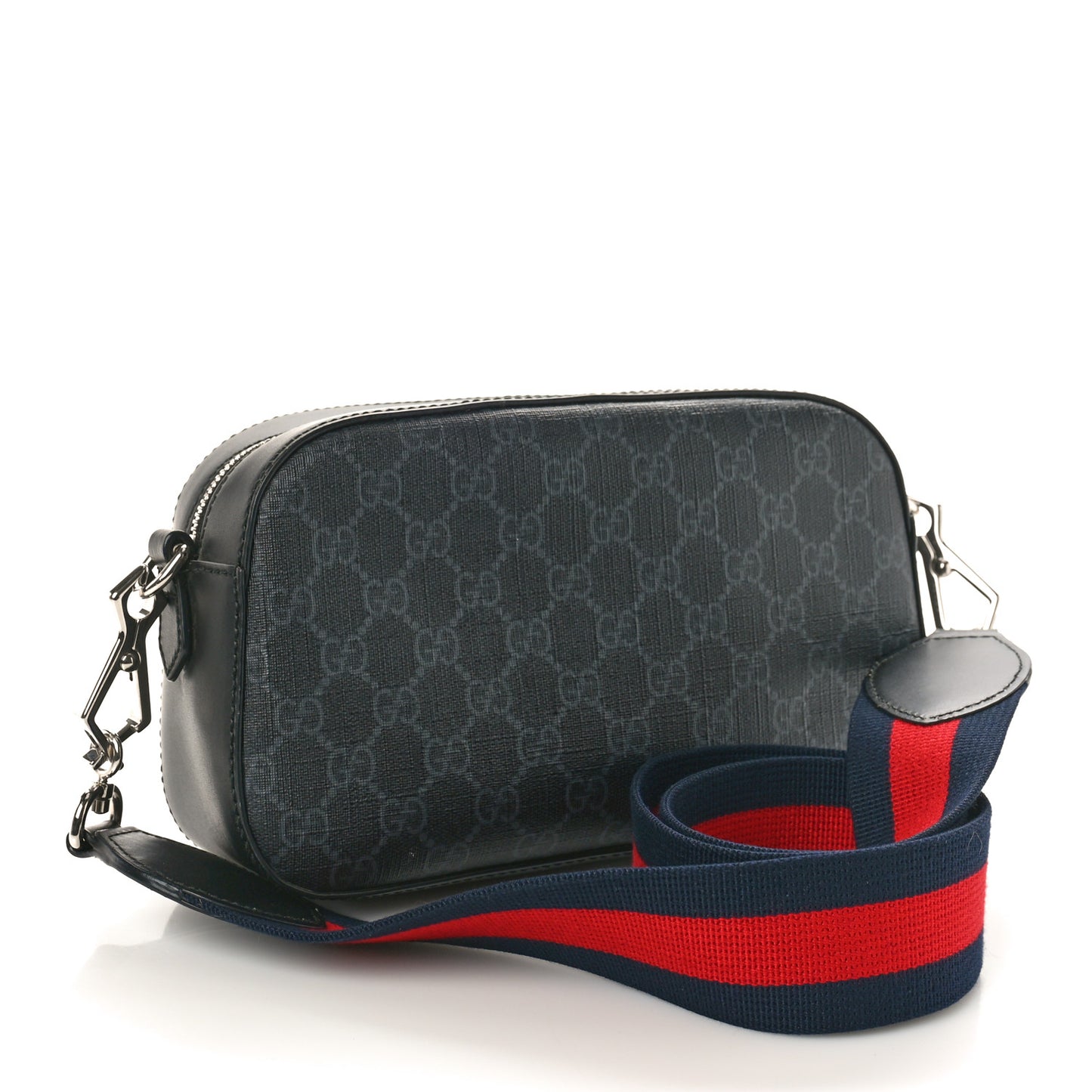 GG Supreme Monogram Web Shoulder Bag Black Grey