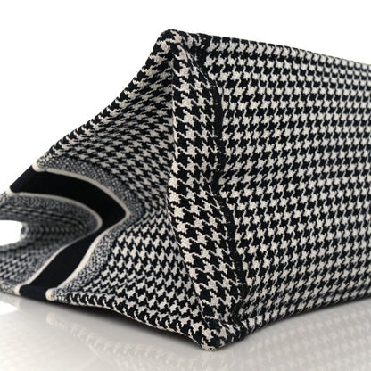 Christian Dior Canvas Houndstooth Embroidered Book Tote Black White 9 of 10