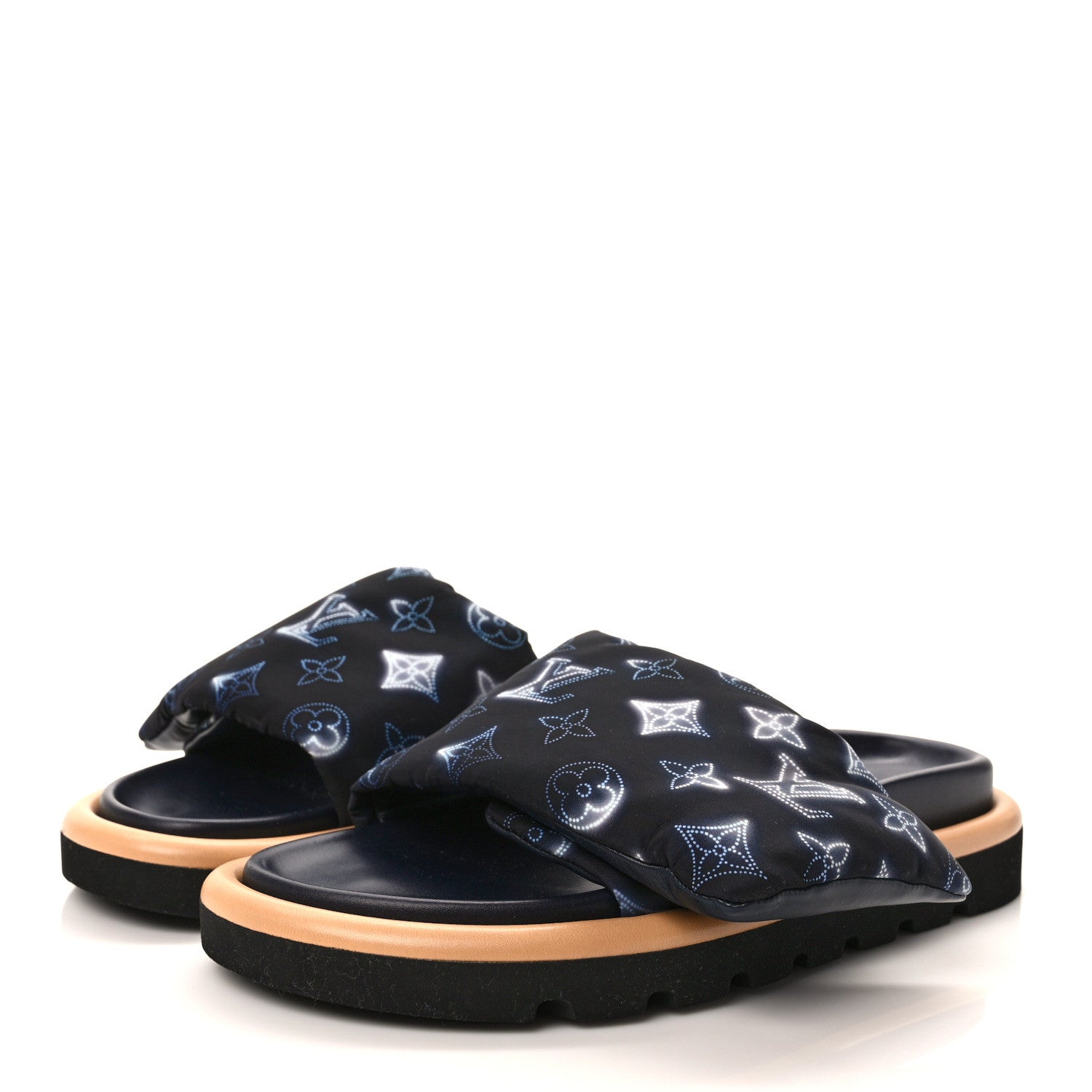 Louis Vuitton Nylon Monogram Womens Pool Pillow Comfort Mules 38 Navy Blue 3 of 8