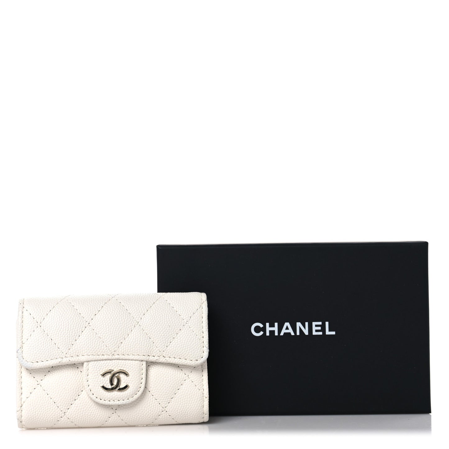 Caviar Quilted Classic 4 Key Holder Wallet White