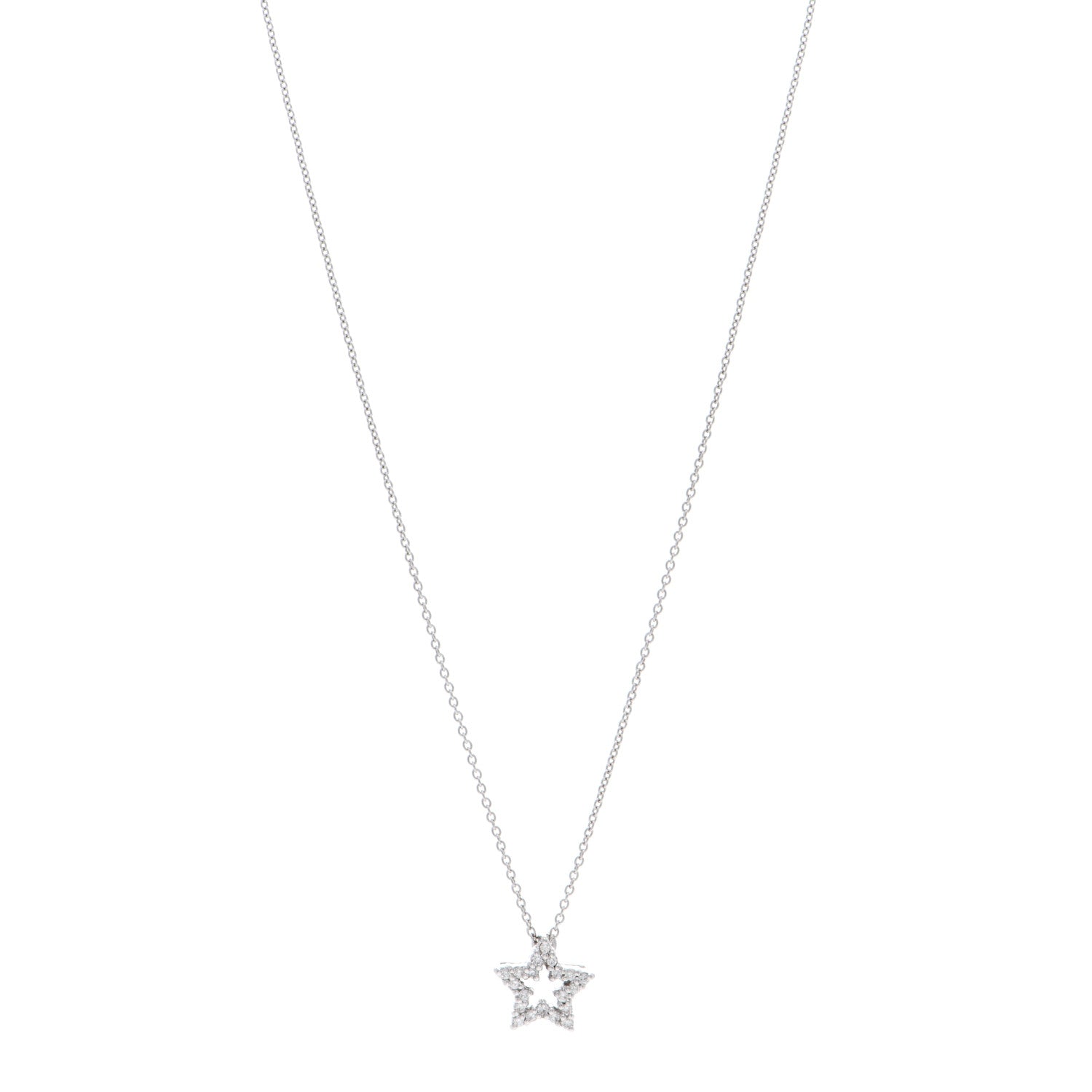 Roberto Coin 18K White Gold Diamond Tiny Treasures Star Pendant Necklace 1 of 4