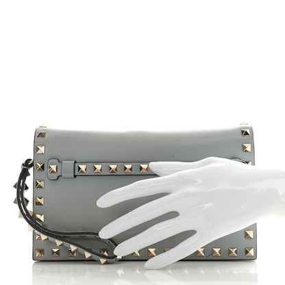 Valentino Garavani Nappa Small Rockstud Wristlet Clutch Pastel Grey 2 of 10