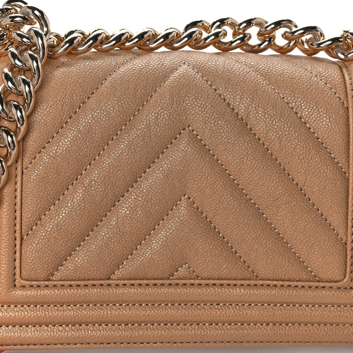 Chanel Caviar Chevron Quilted Small Boy Flap Dark Beige 12 of 13