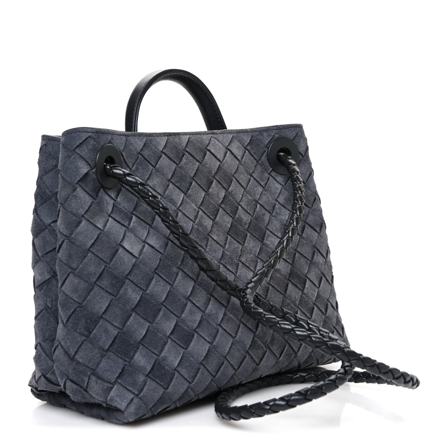 Suede Intrecciato Small Andiamo Shoulder Bag Cloudy Indigo