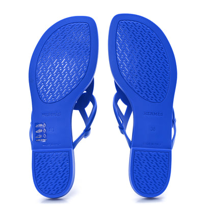 Hermes Rubber Womens Egerie Sandals 38 Bleu Outremer 6 of 10