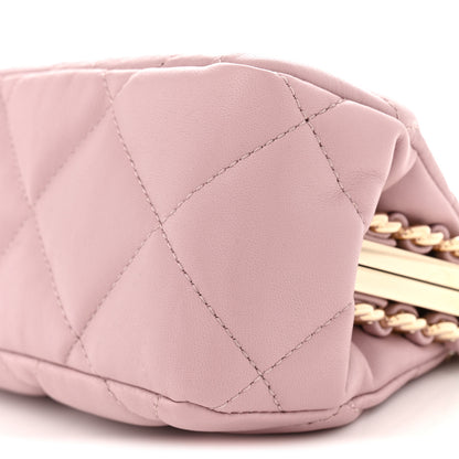 Chanel Lambskin Quilted Chain Frame Clutch Pink 10 of 11