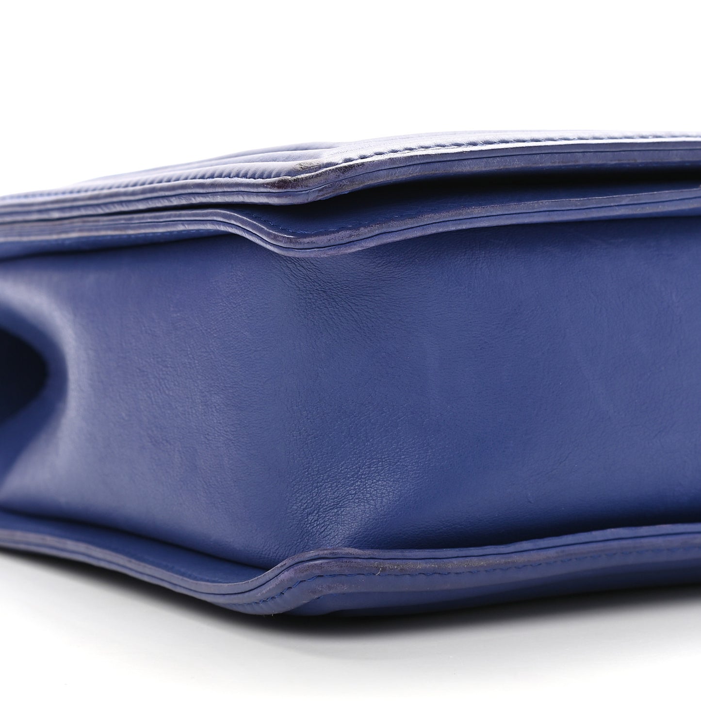 Grained Calfskin Quilted Large Boy Flap Blue