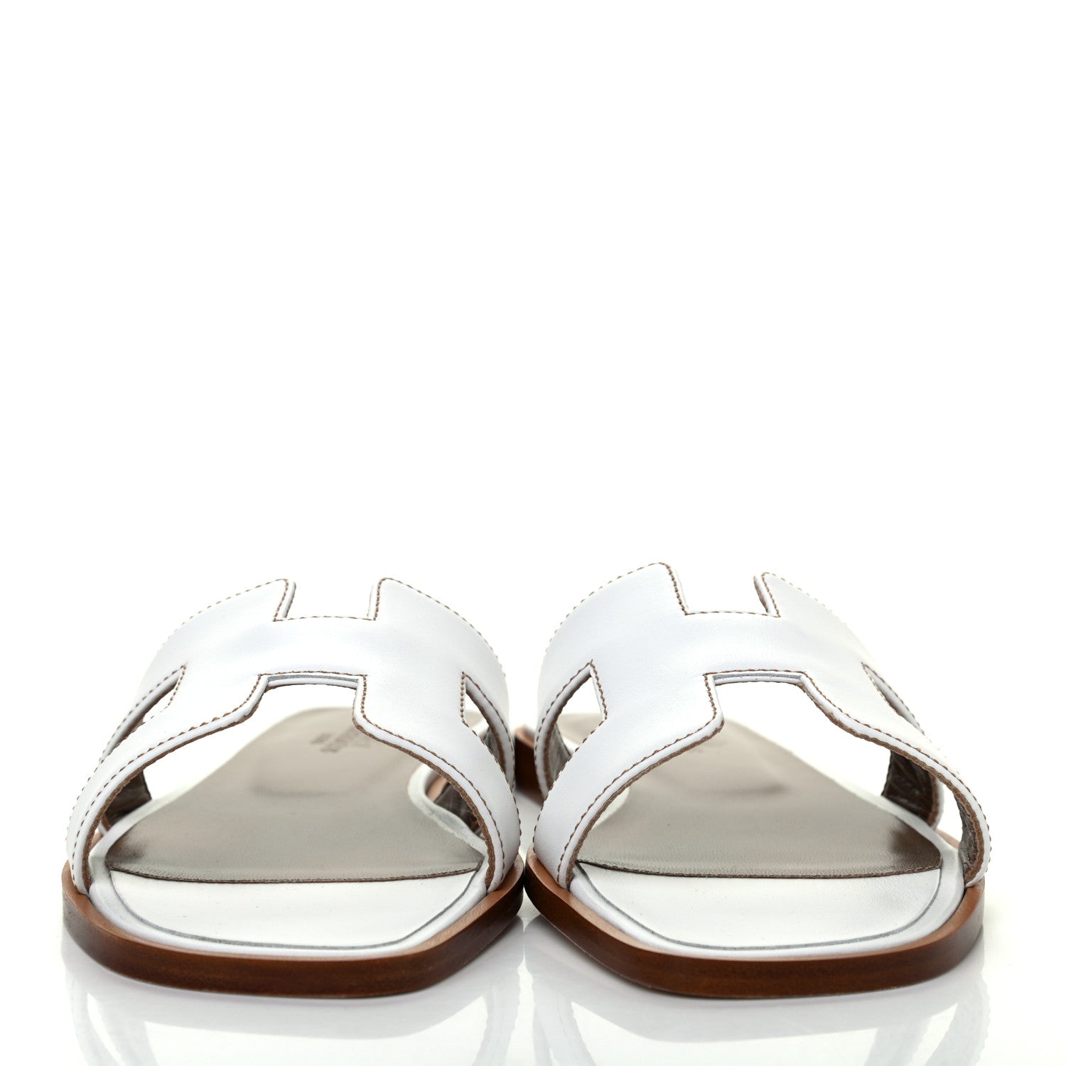 Hermes Box Calfskin Oran Sandals 36 White 2 of 9