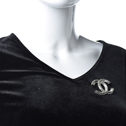 Chanel Baguette Crystal CC Brooch Silver 2 of 5