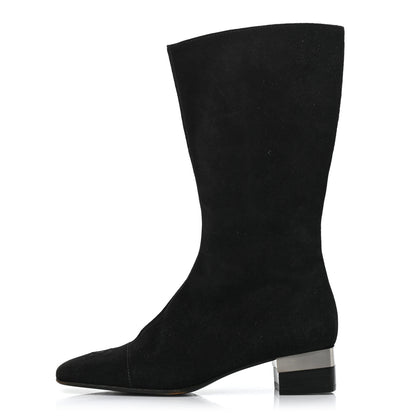 Chanel Suede CC Cap Toe Boots 35.5 Black 1 of 13