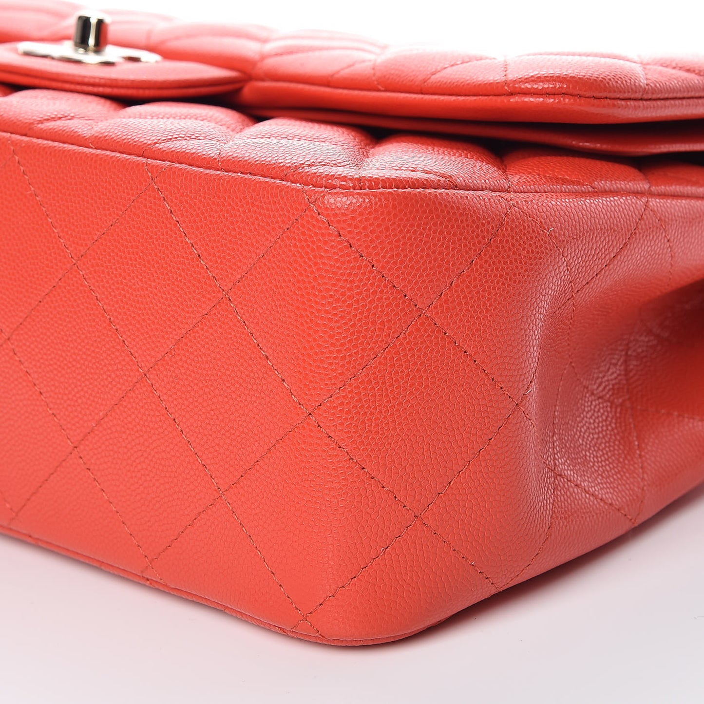 Caviar Quilted Jumbo Double Flap Red