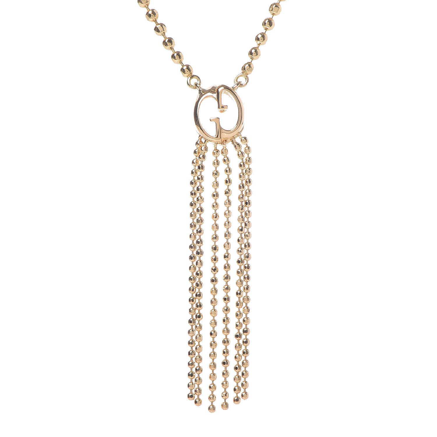 Gucci 18K Yellow Gold Icon Fringe Pendant Necklace 4 of 8