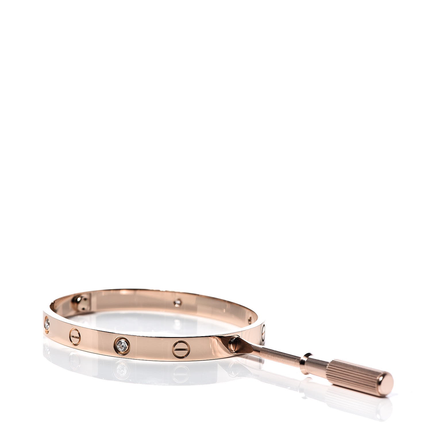 Cartier 18K Pink Gold 4 Diamond LOVE Bracelet 17 4 of 9