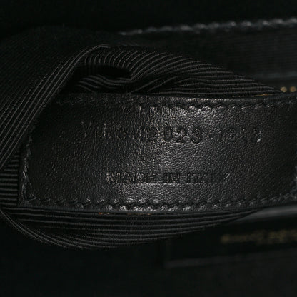 Saint Laurent Smooth Calfskin Matelasse Chevron Large Monogram Satchel Black 12 of 23