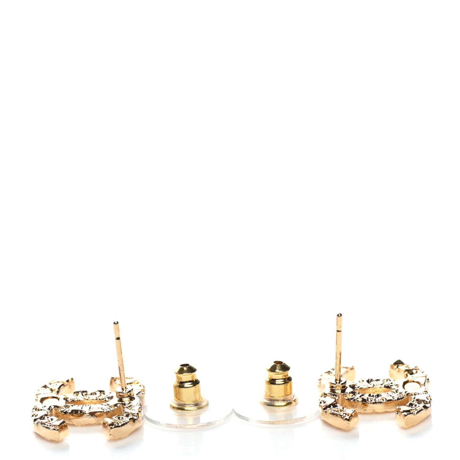 Chanel Metal Textured CC Earrings Gold 3 of 4