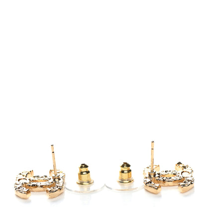 Chanel Metal Textured CC Earrings Gold 3 of 4