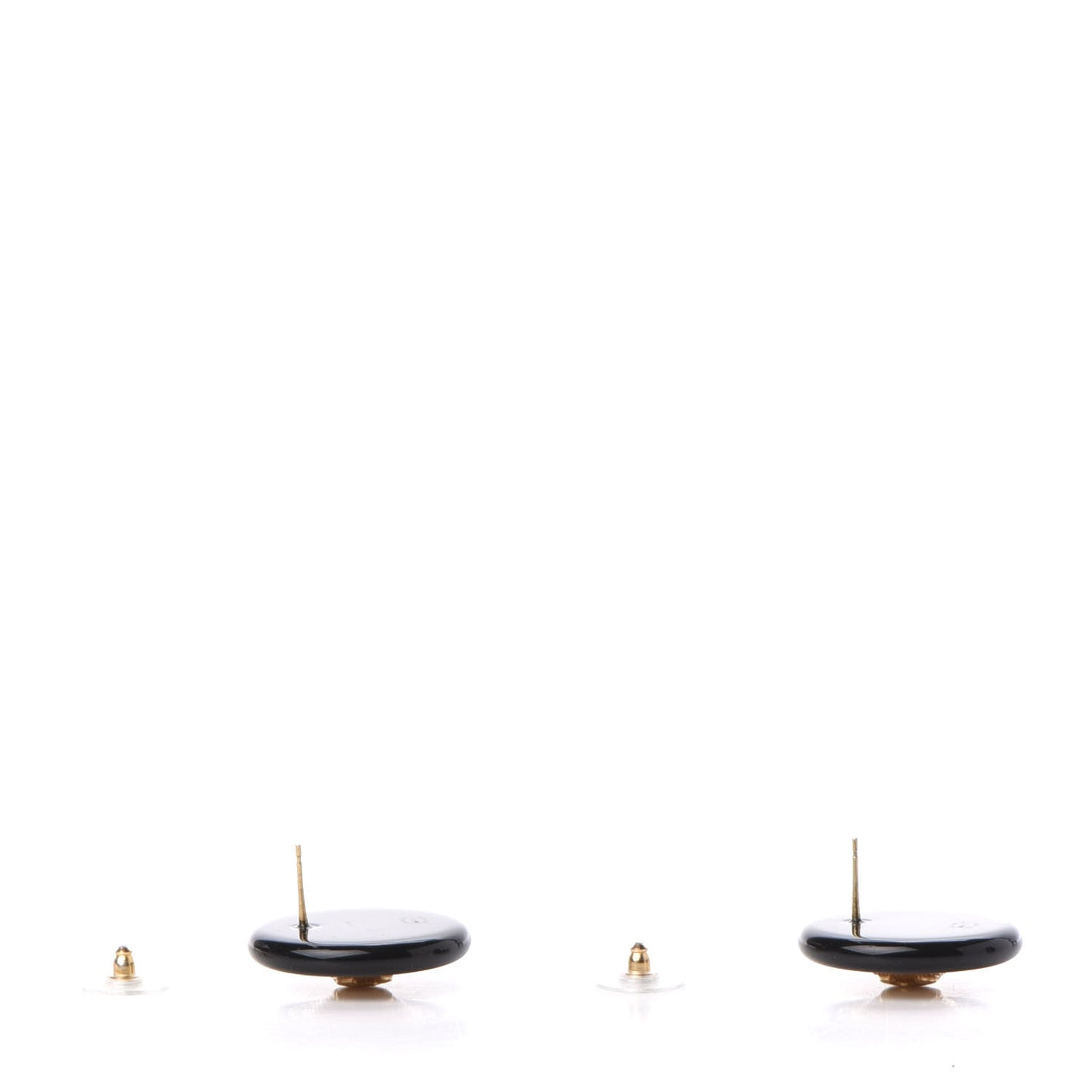 Resin CC Button Earrings Gold Black