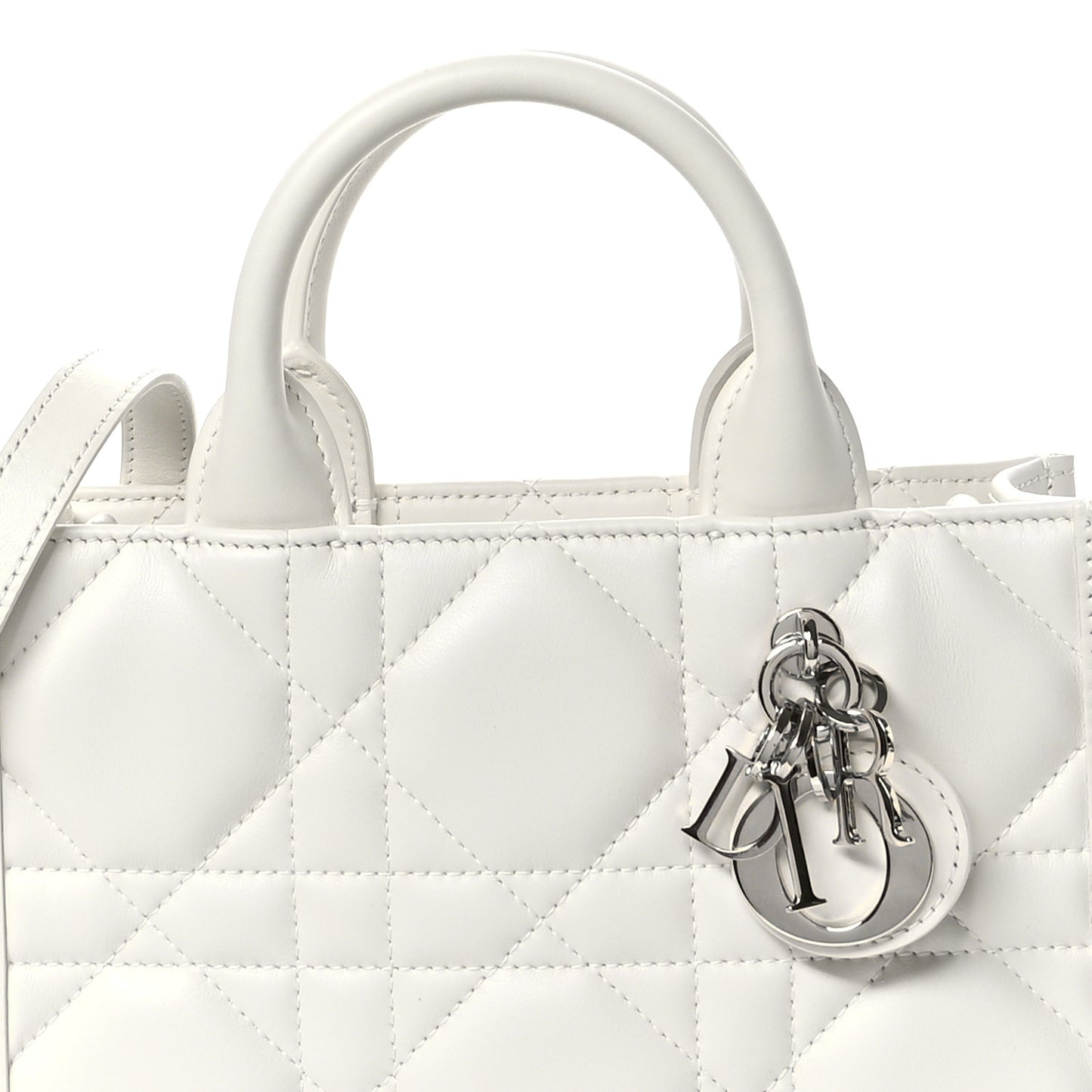 Calfskin Macrocannage Mini Book Tote White