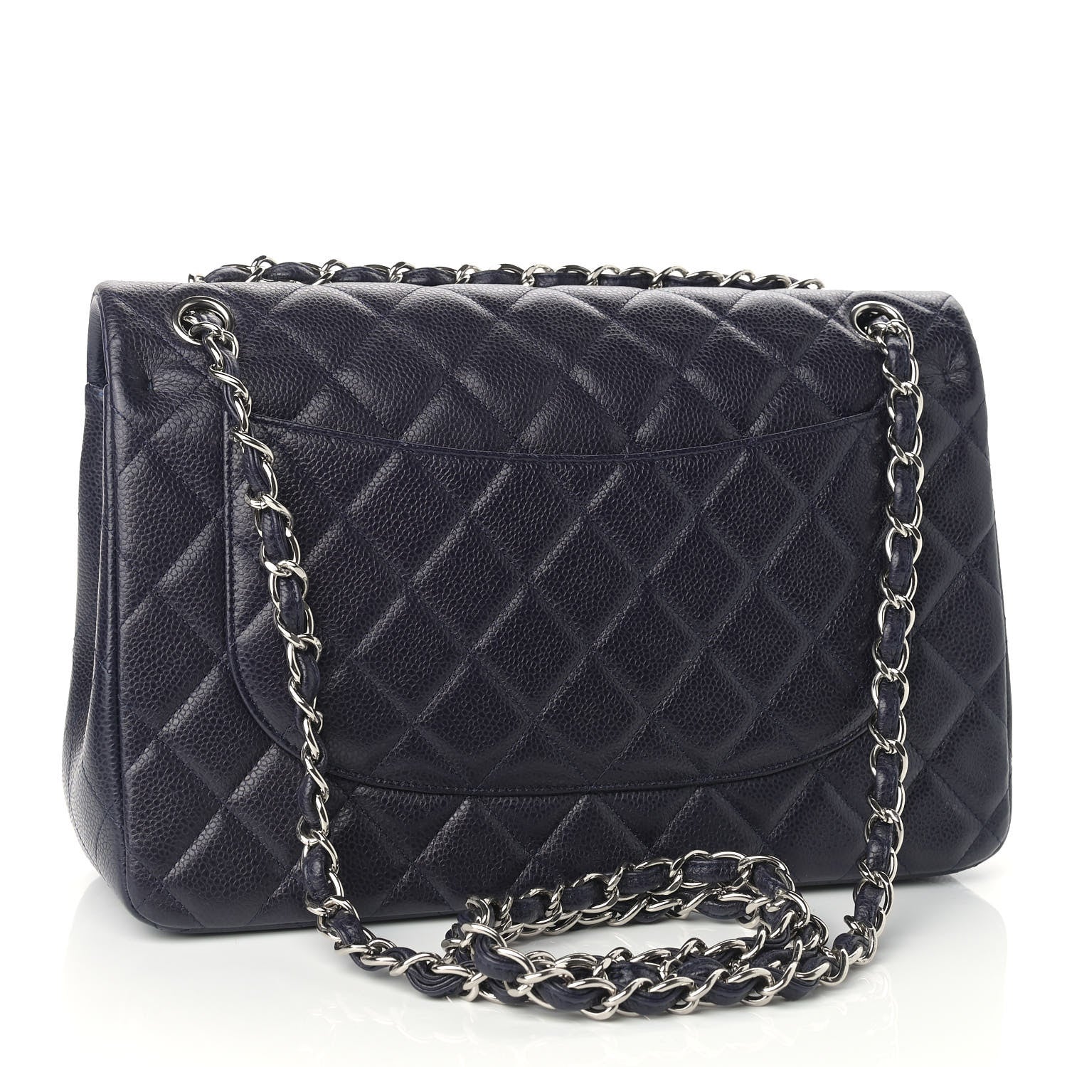 Chanel Caviar Quilted Jumbo Double Flap Navy Blue 3 of 10