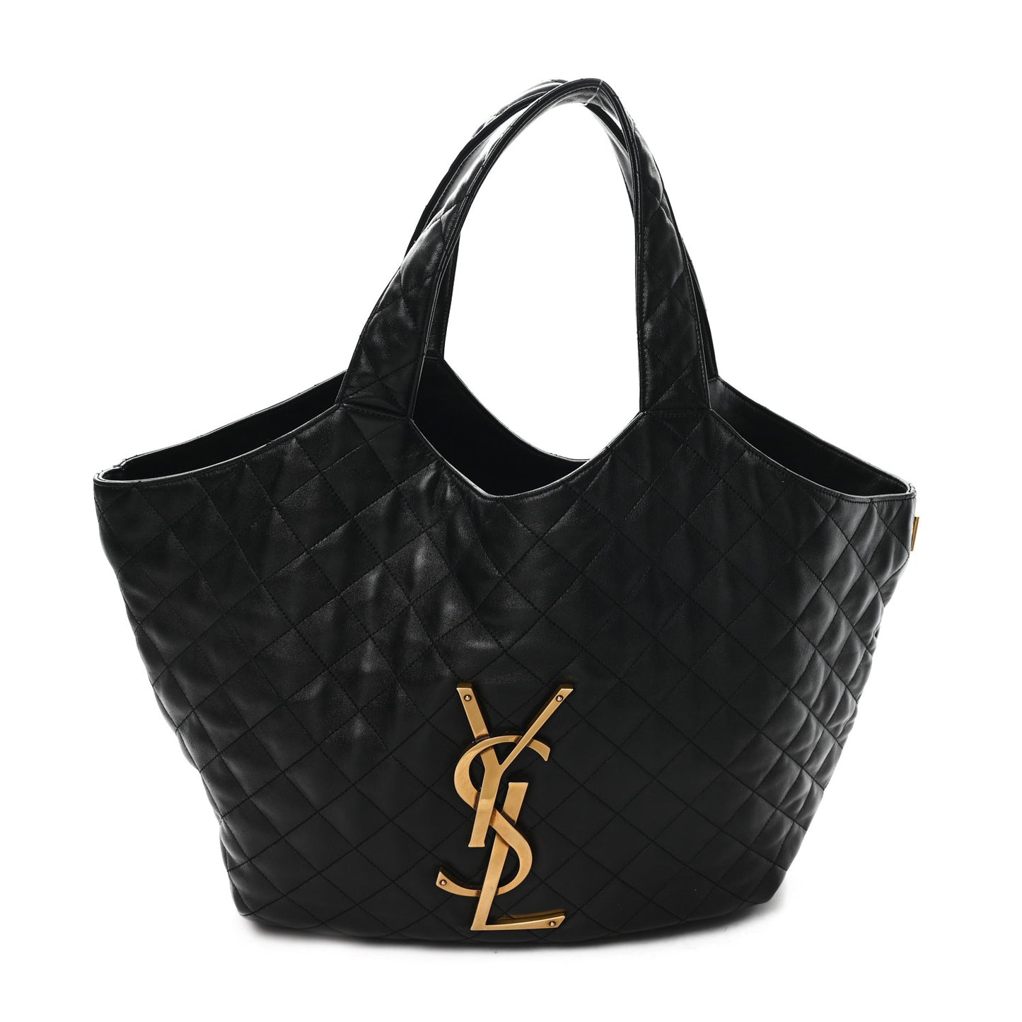 Lambskin Quilted Maxi Icare Shopping Tote Black