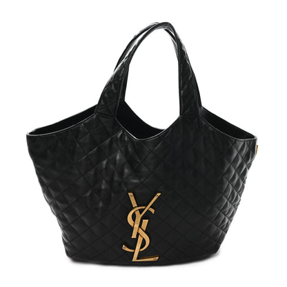 Saint Laurent Lambskin Quilted Maxi Icare Shopping Tote Black 1 of 12