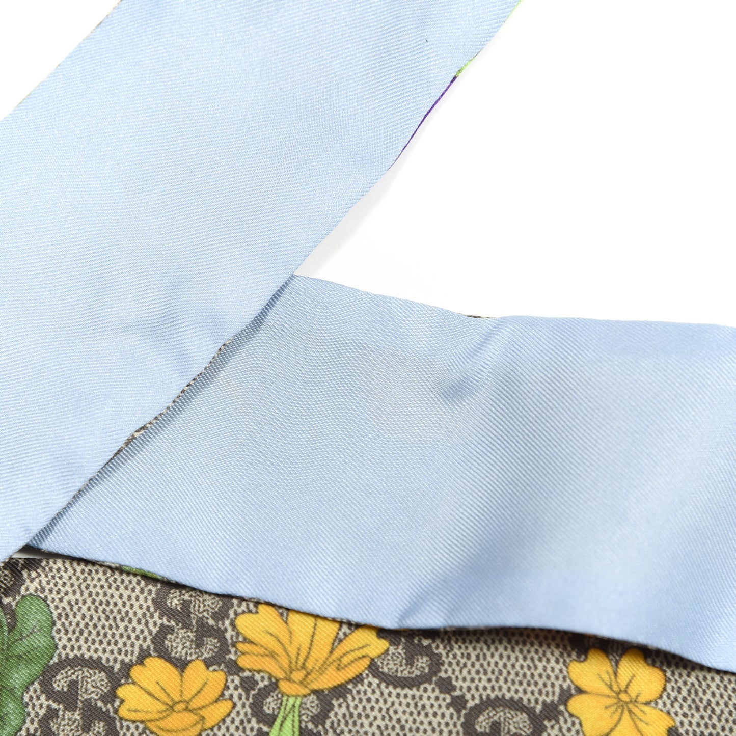 Silk Twill GG Monogram Special Flory Neck Bow Scarf Beige Sky Blue