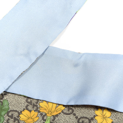 Gucci Silk Twill GG Monogram Special Flory Neck Bow Scarf Beige Sky Blue 3 of 3