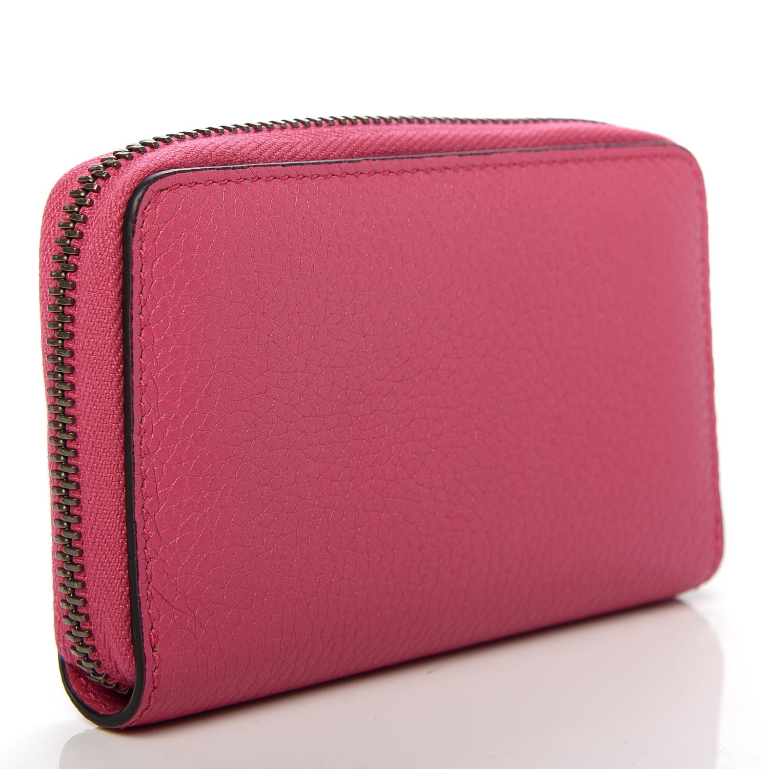 Gucci Grained Calfskin Logo Zip Around Card Case Box Pink Green 3 of 7