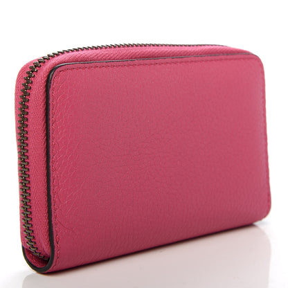 Gucci Grained Calfskin Logo Zip Around Card Case Box Pink Green 3 of 7