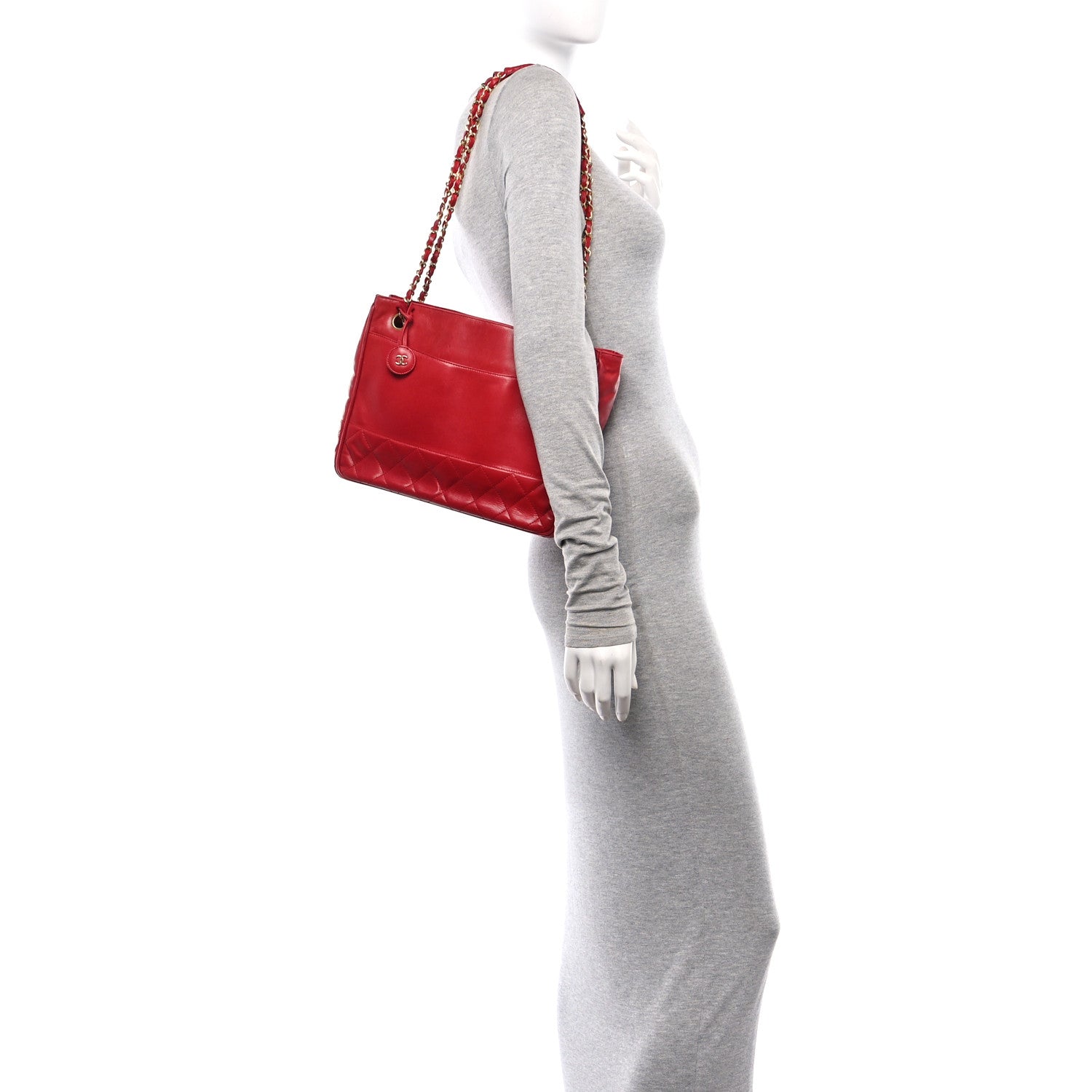 Chanel Lambskin Quilted Tote Red 2 of 15