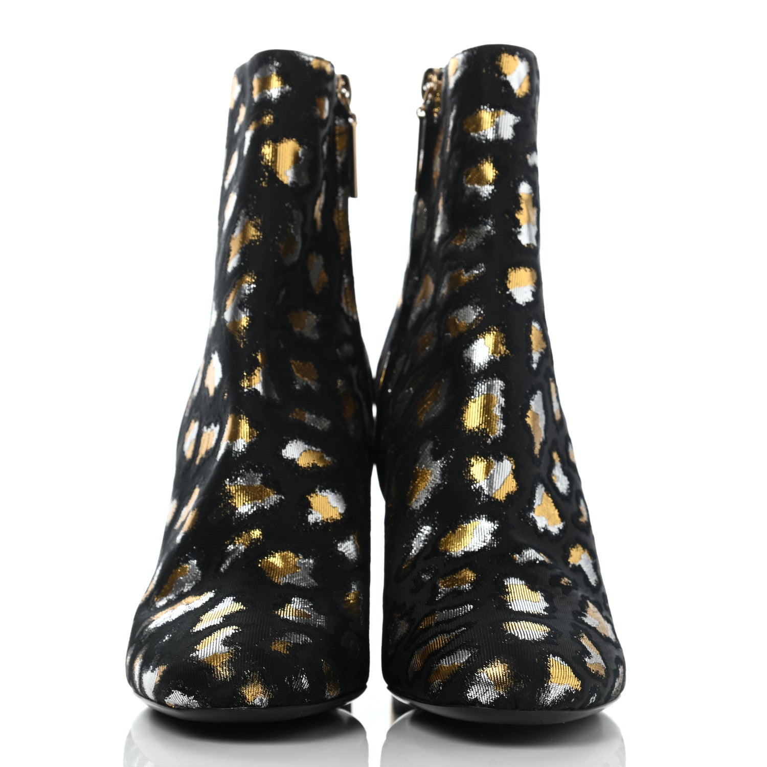 Saint Laurent Jacquard Leopard Loulou Ankle Boots 37 Oro 2 of 8