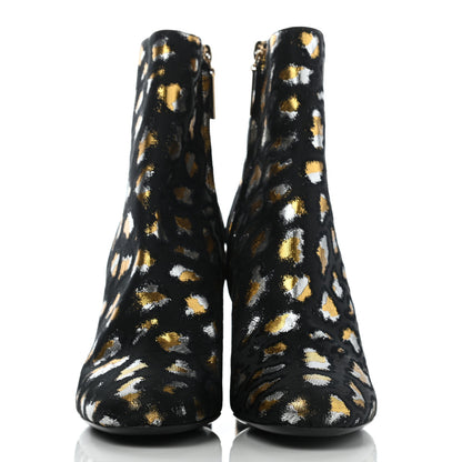 Saint Laurent Jacquard Leopard Loulou Ankle Boots 37 Oro 2 of 8