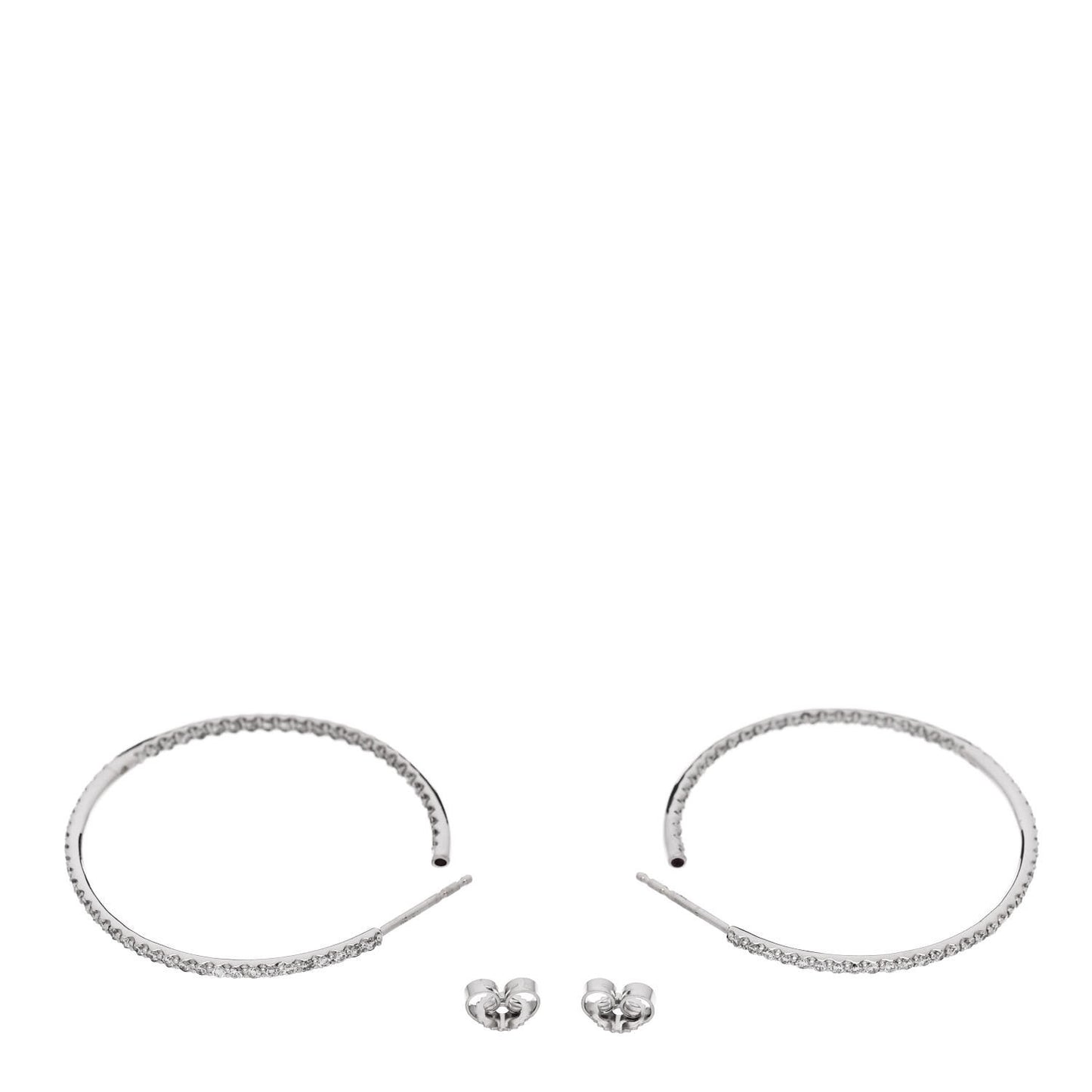 18K White Gold Diamond Extra Large Inside Outside Hoop Earrings