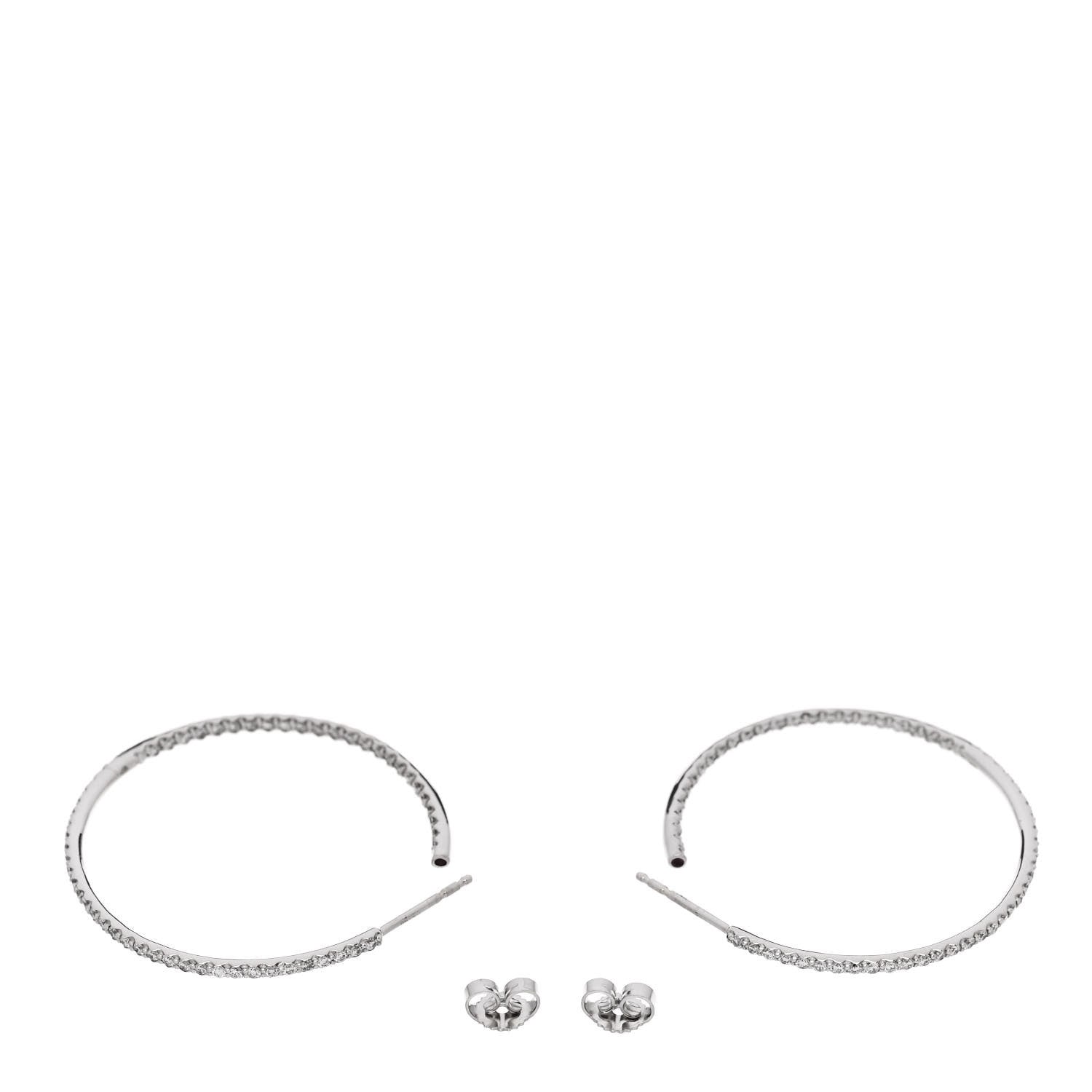 Roberto Coin 18K White Gold Diamond Extra Large Inside Outside Hoop Earrings 3 of 5