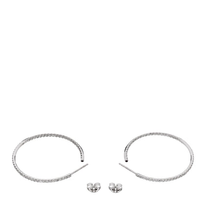 Roberto Coin 18K White Gold Diamond Extra Large Inside Outside Hoop Earrings 3 of 5