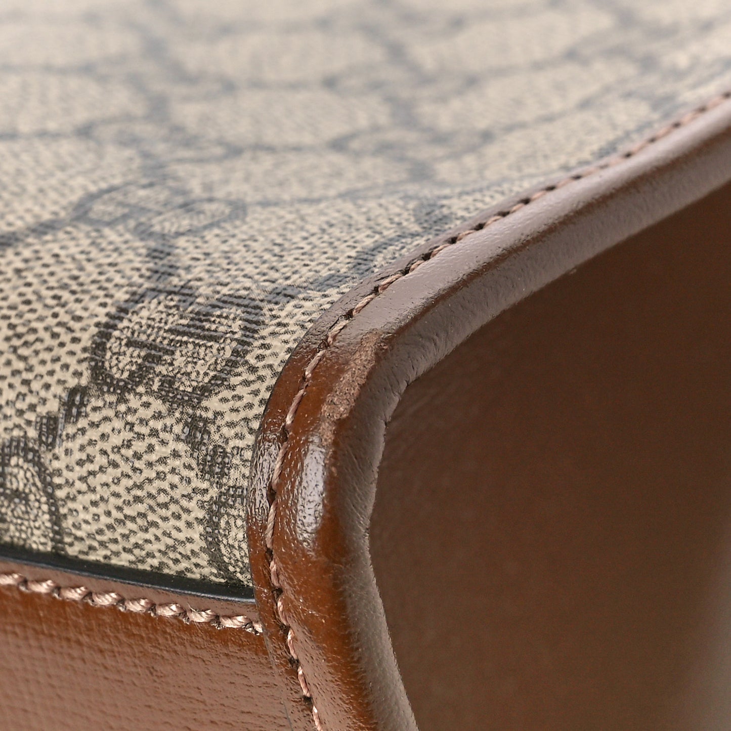 GG Supreme Monogram Azalea Calfskin Medium Retro Interlocking G Tote Bag Beige Ebony Brown Sugar